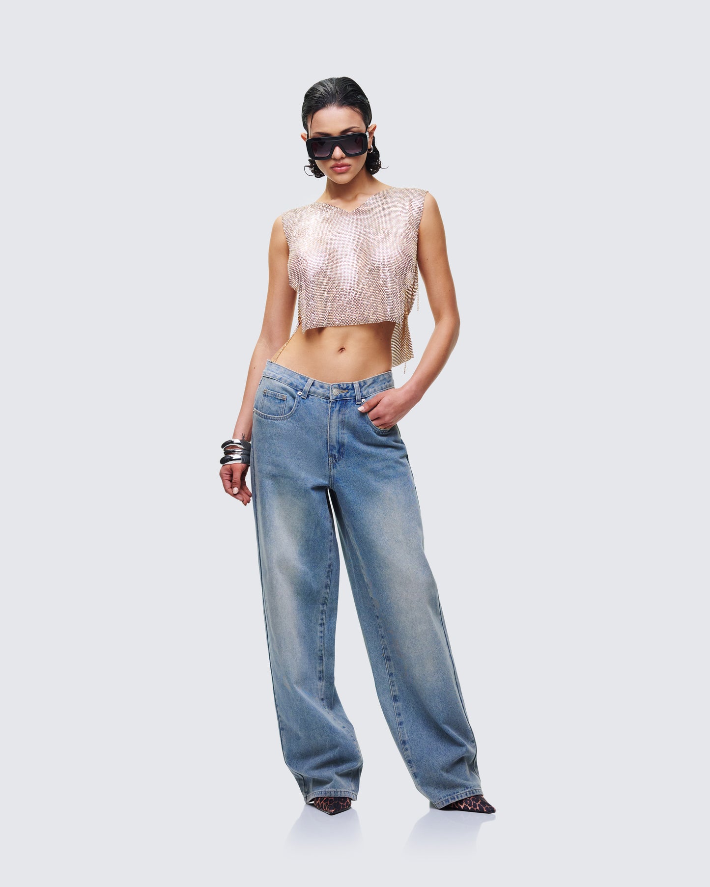 Fayla Gold Chainmail Square Top