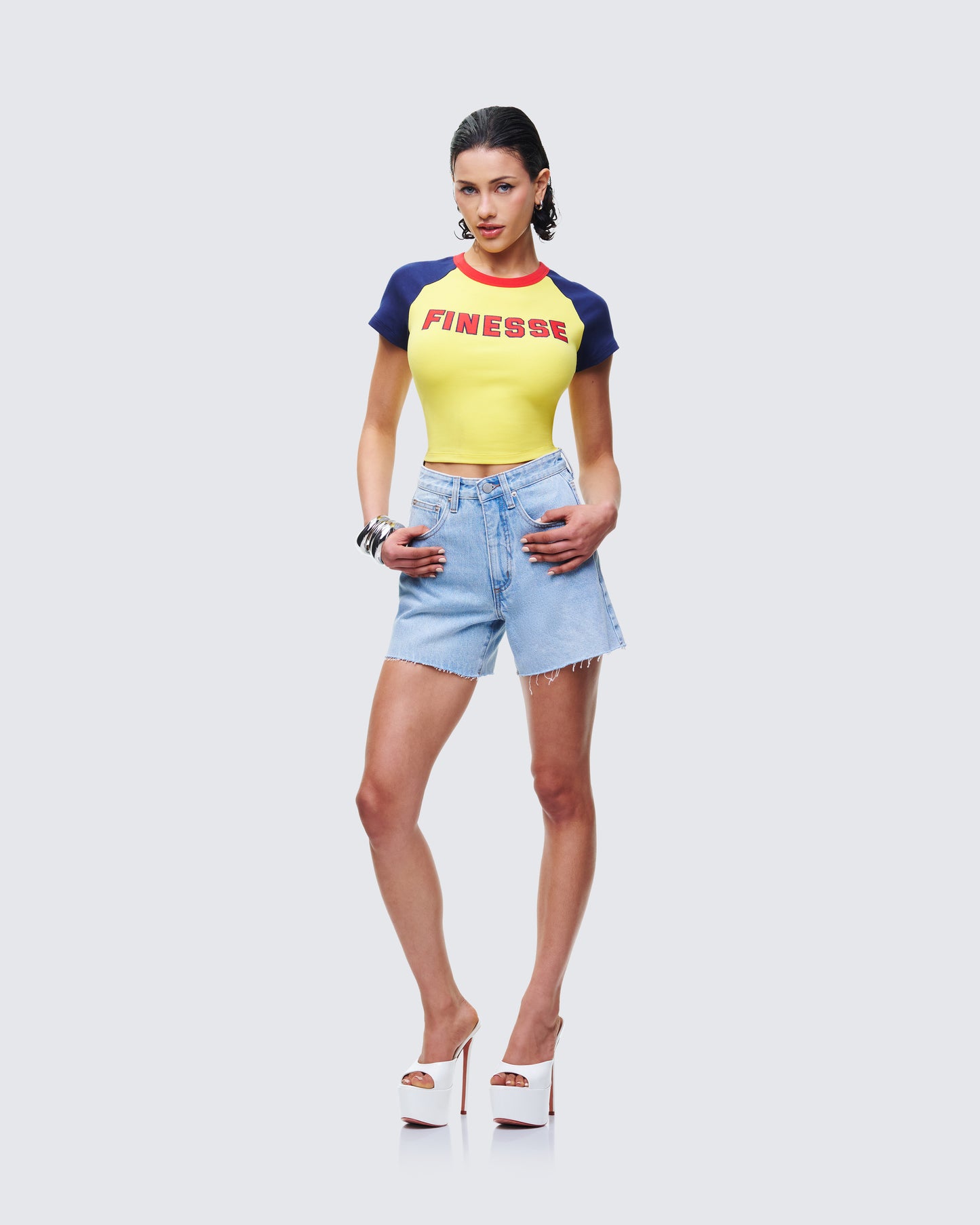 Women's yellow cotton top alternate angle – FINESSE