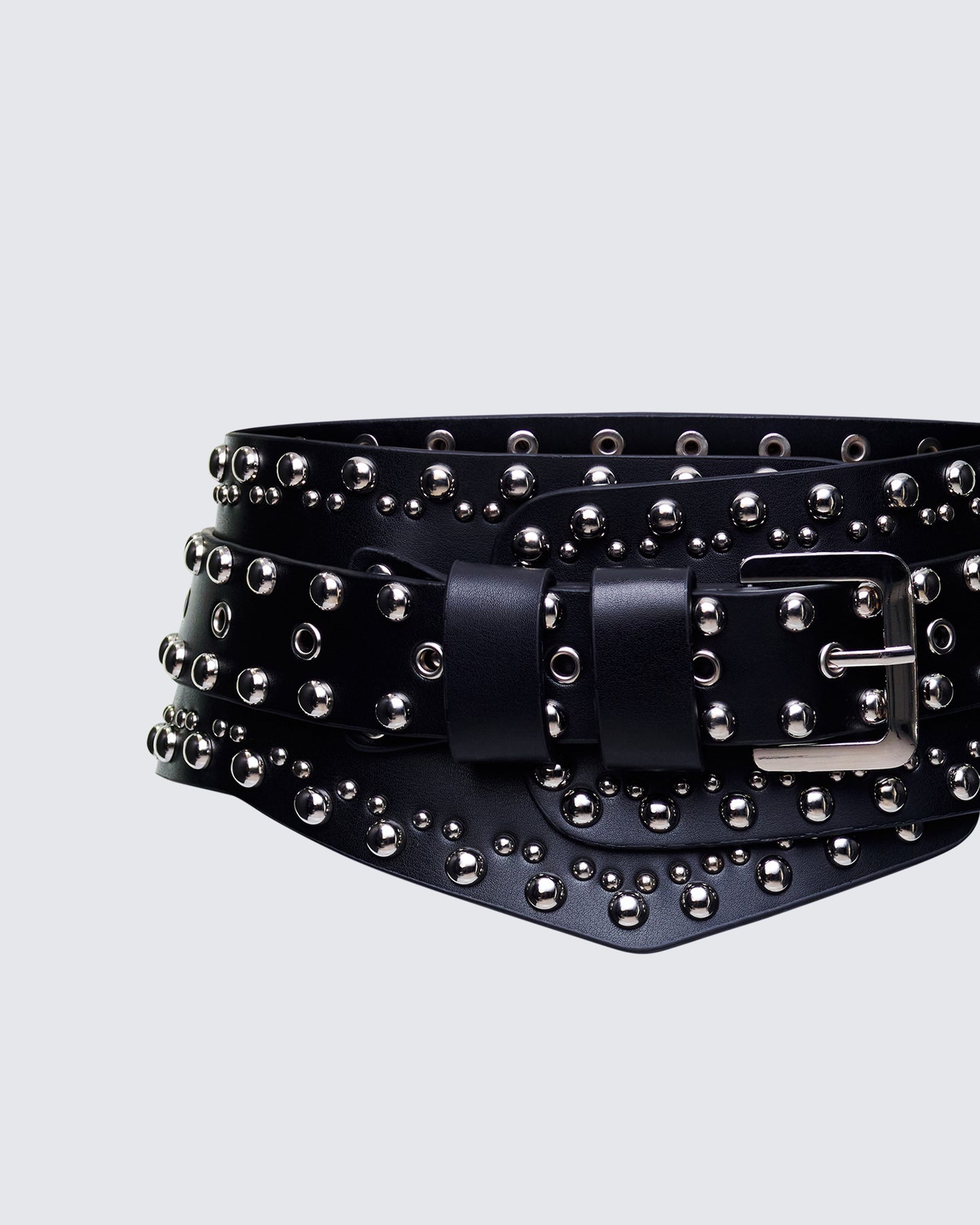 Women's black leather accessories front view β FINESSE