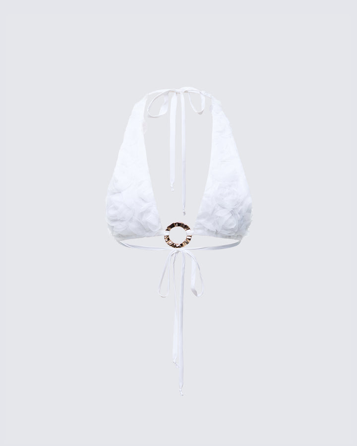 Ambrose White Flower Triangle Bra Top product front