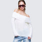 Women's white top styled on model – FINESSE