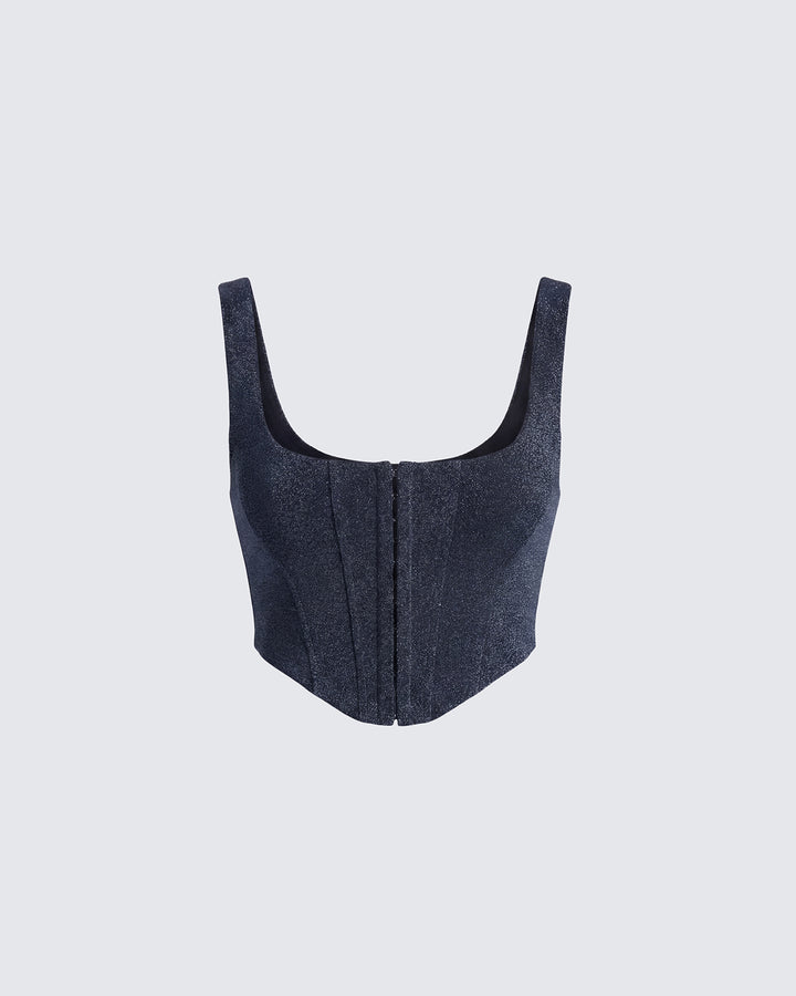 Jarvis Black Metallic Hook & Eye Corset