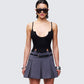 Keykie Black Rib U Neck Crop Cami Top model front